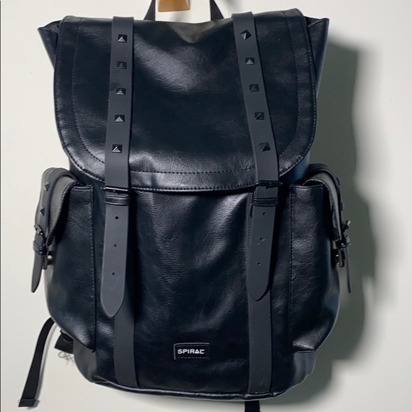 Black leather studded backpack - Picture 1 of 4